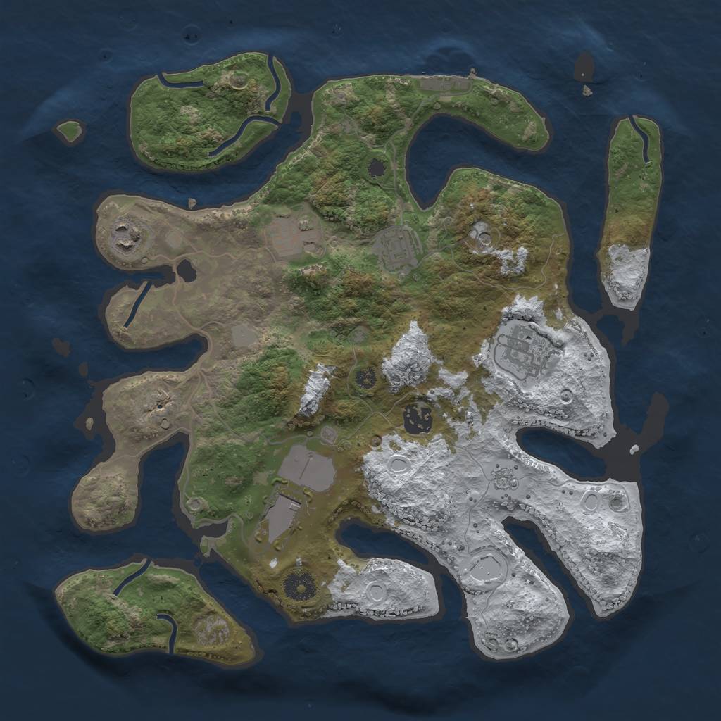 Rust Map: Procedural Map, Size: 3500, Seed: 1366903, 14 Monuments