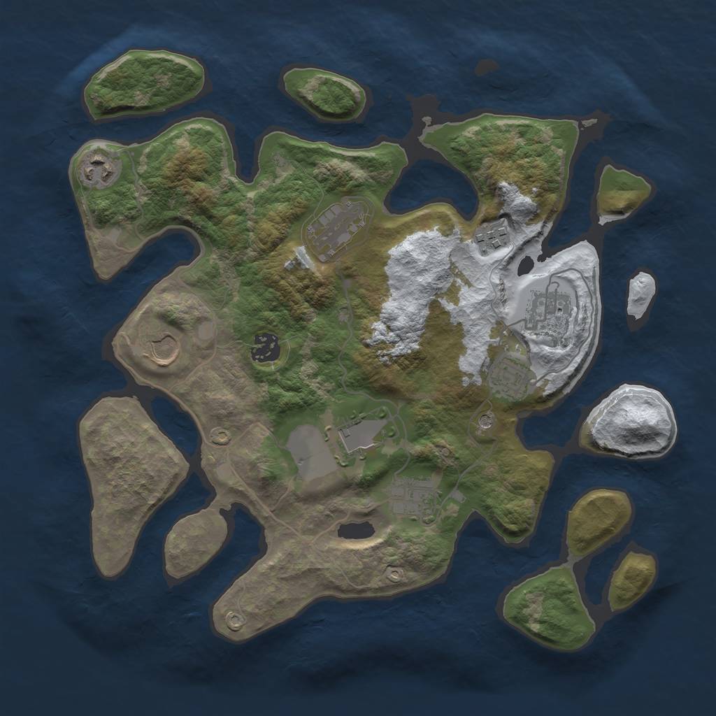 Rust Map: Barren, Size: 3500, Seed: 4588146, 12 Monuments