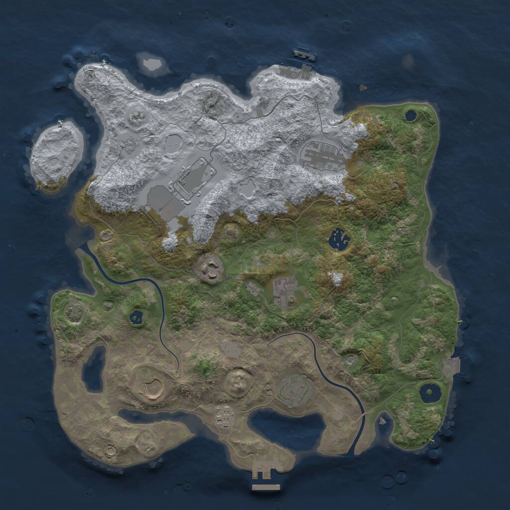 Rust Map: Procedural Map, Size: 3700, Seed: 1253070908, 14 Monuments