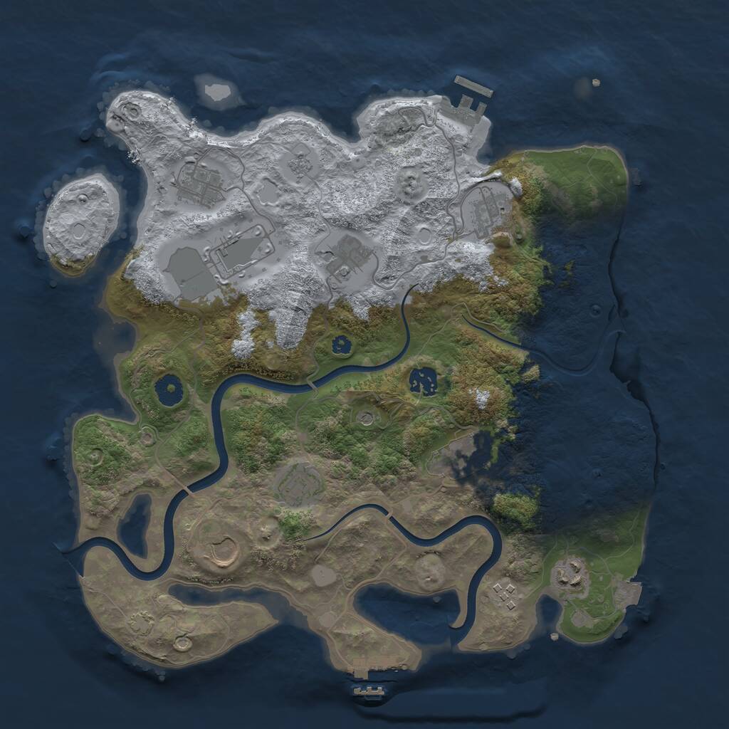 Rust Map: Procedural Map, Size: 3700, Seed: 1253070908, 16 Monuments