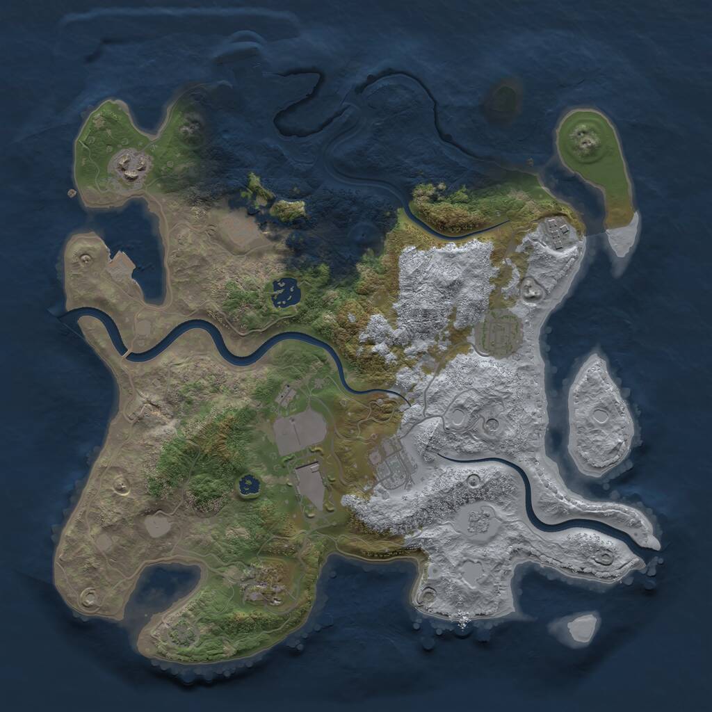 Rust Map: Procedural Map, Size: 3500, Seed: 1633375, 13 Monuments