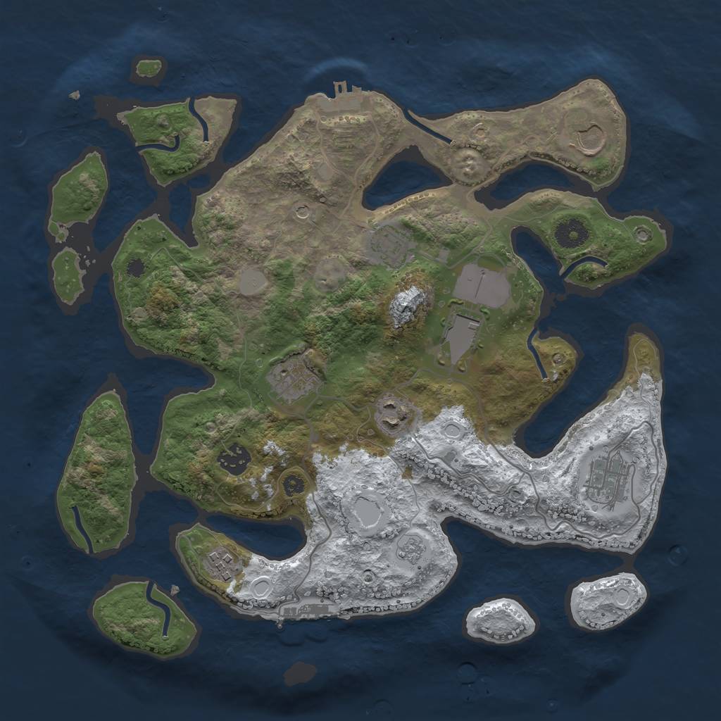 Rust Map: Procedural Map, Size: 3500, Seed: 1970015, 17 Monuments