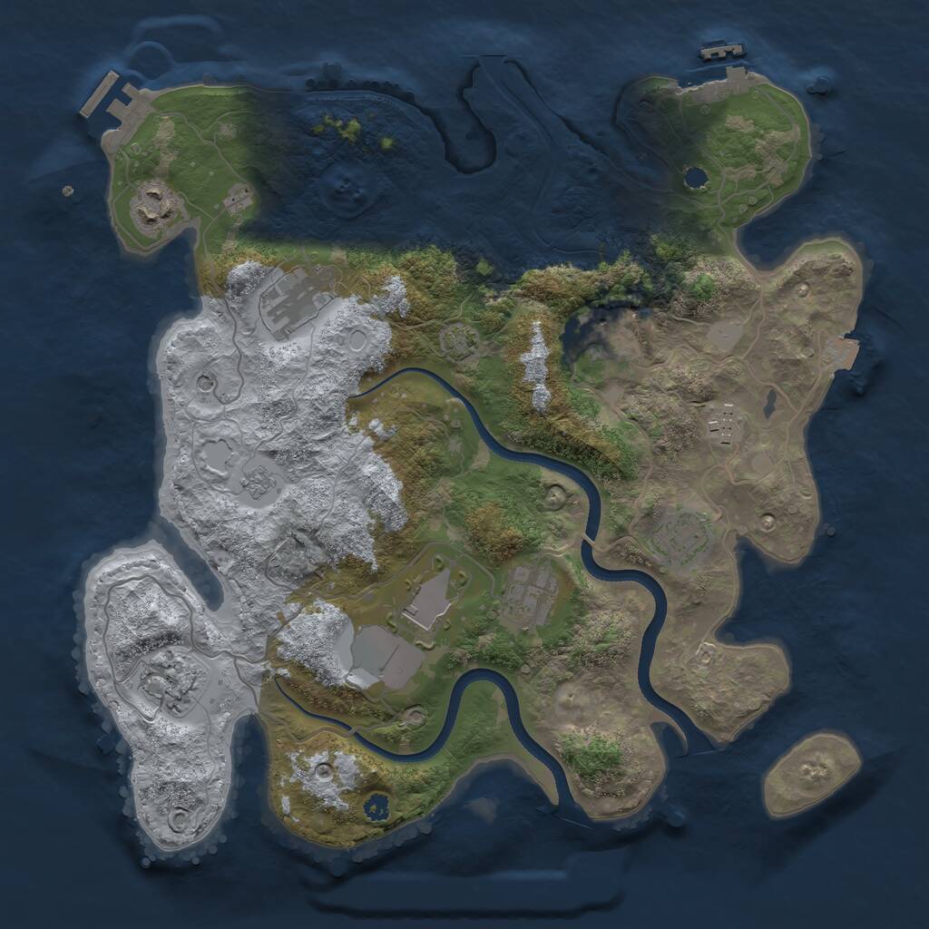 Rust Map: Procedural Map, Size: 3500, Seed: 3088156, 14 Monuments