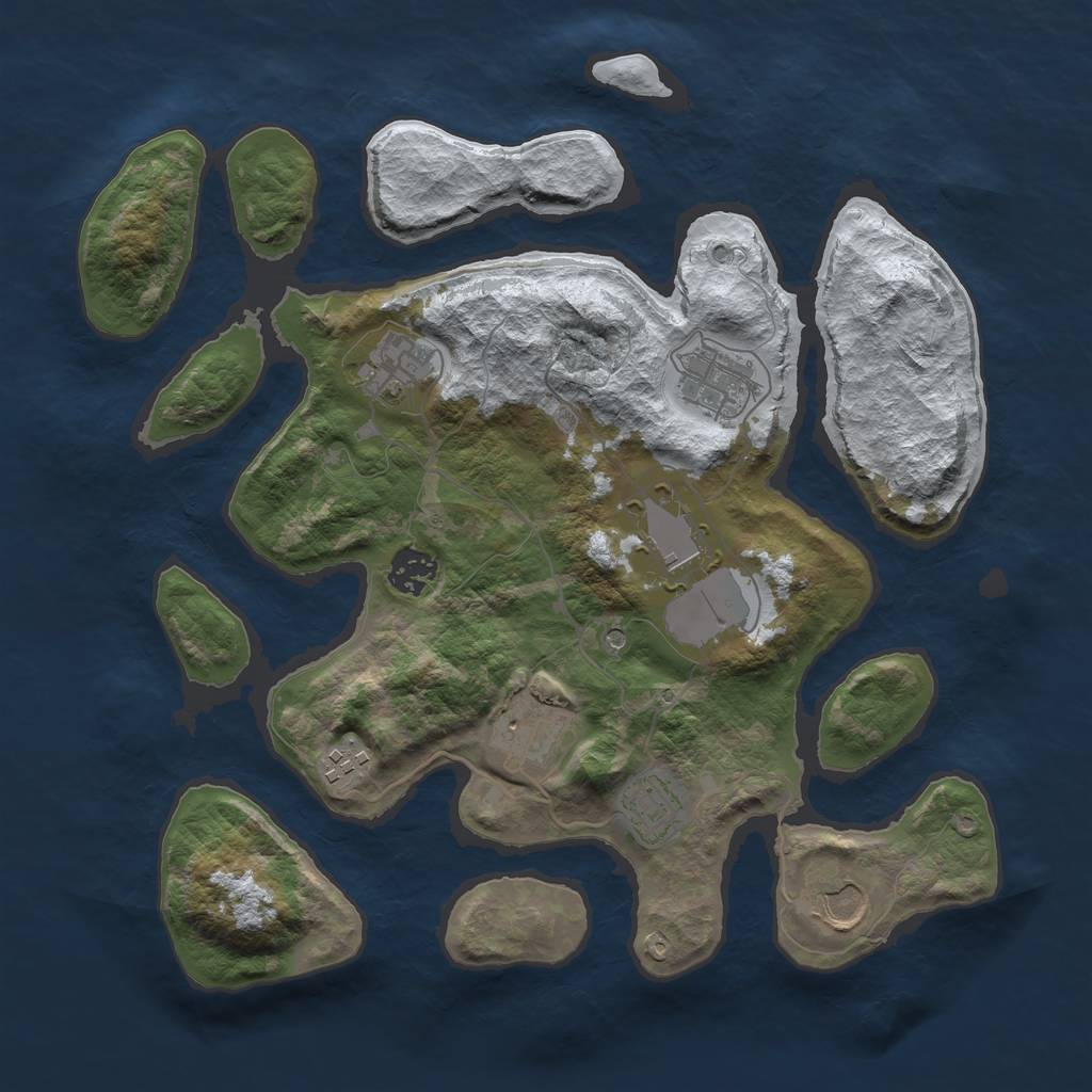 Rust Map: Barren, Size: 3500, Seed: 151863, 11 Monuments