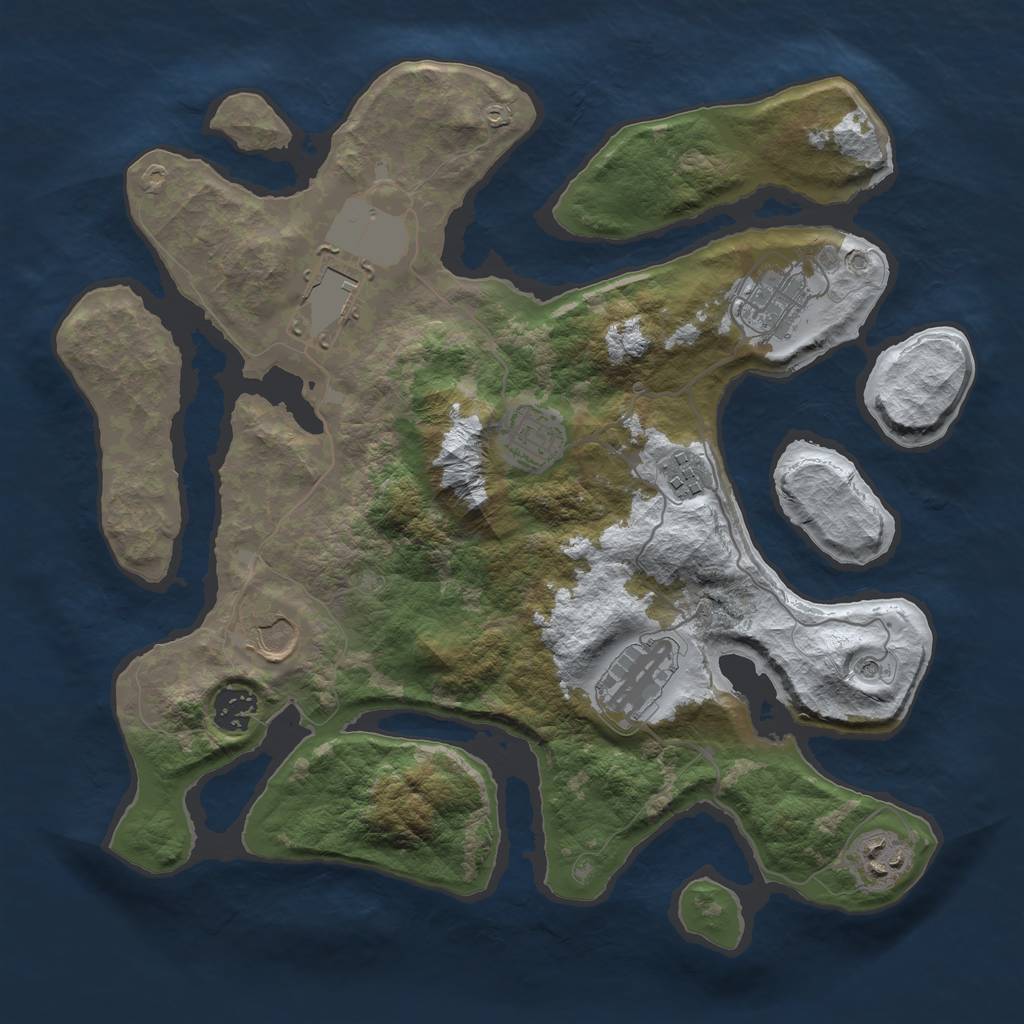 Rust Map: Barren, Size: 3500, Seed: 5621284, 11 Monuments