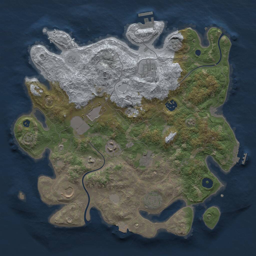 Rust Map: Procedural Map, Size: 3550, Seed: 337616, 14 Monuments