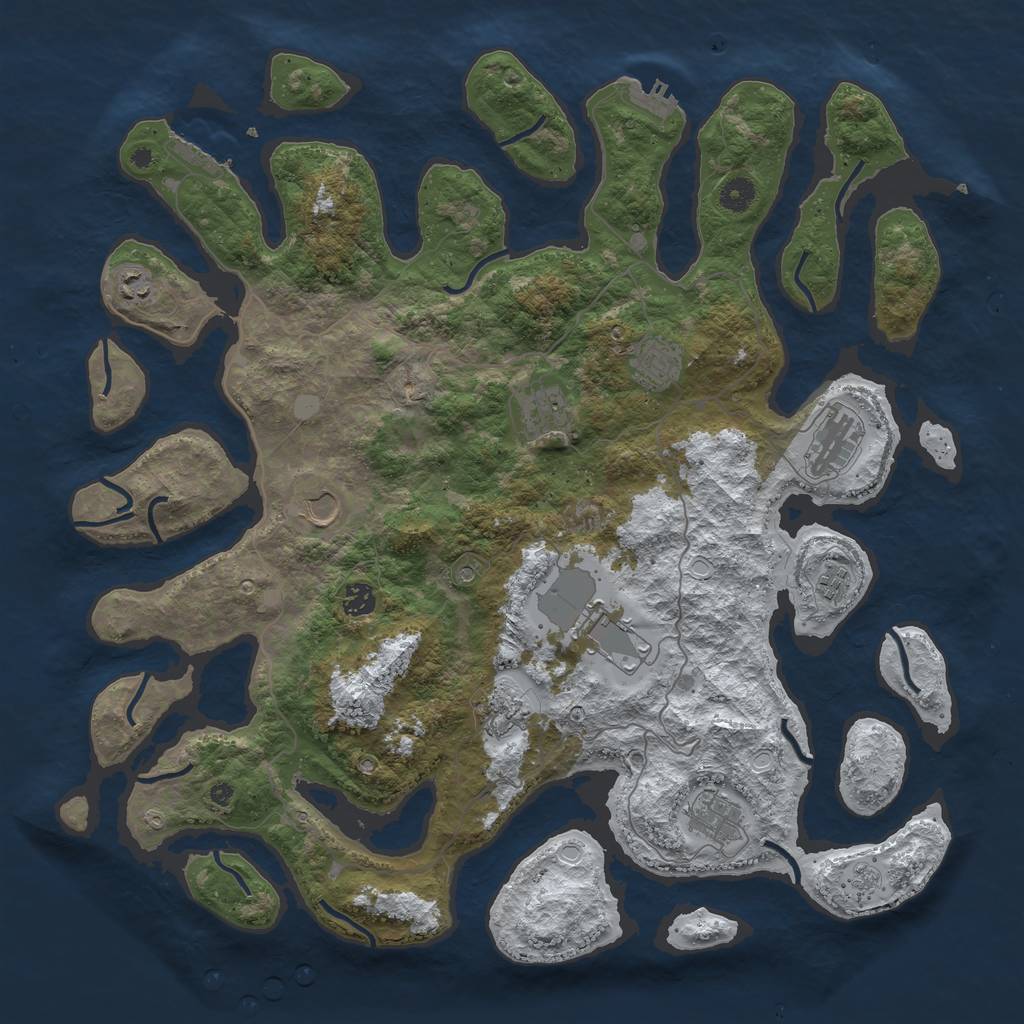 Rust Map: Procedural Map, Size: 4500, Seed: 19991008, 19 Monuments