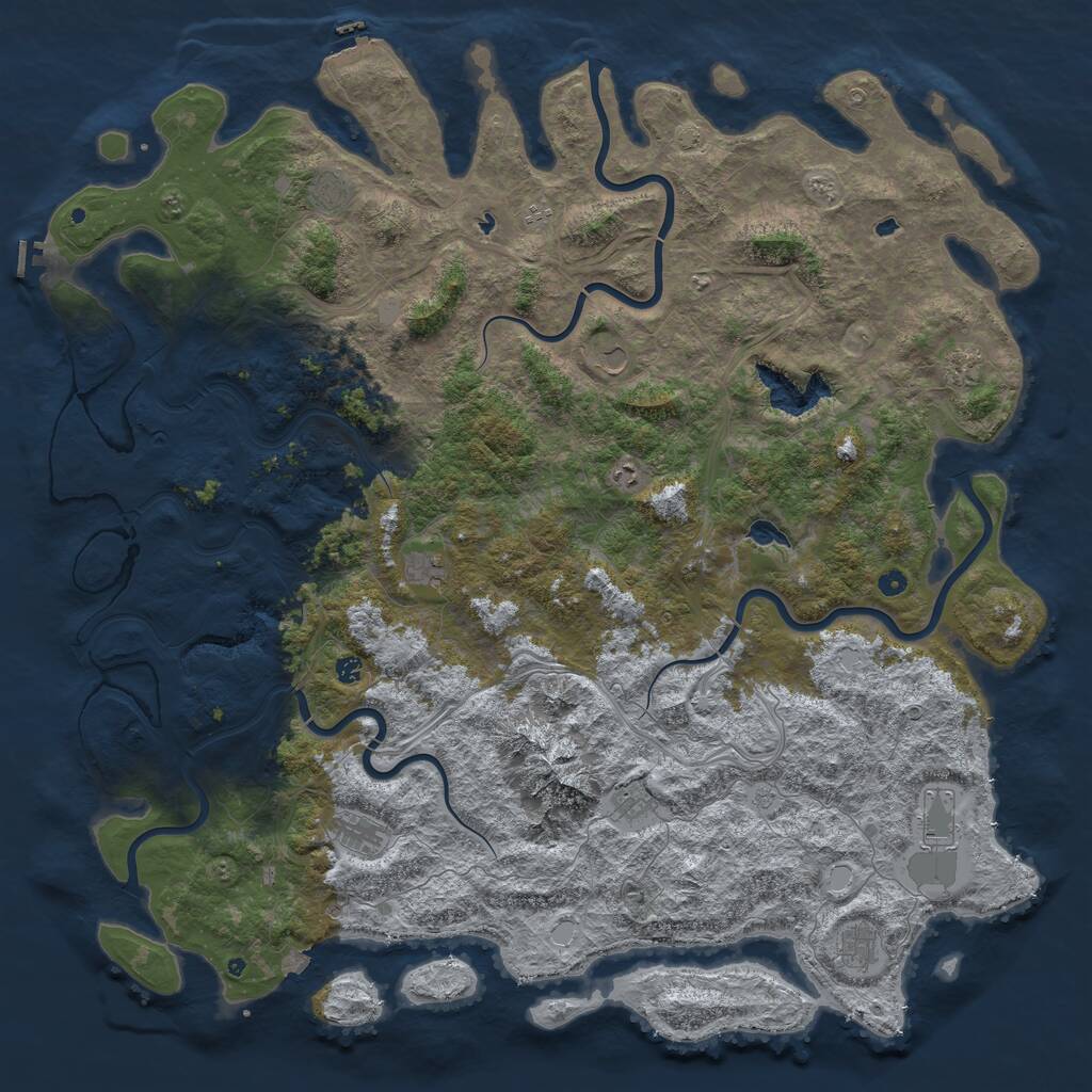 Rust Map: Procedural Map, Size: 6000, Seed: 987645476, 17 Monuments
