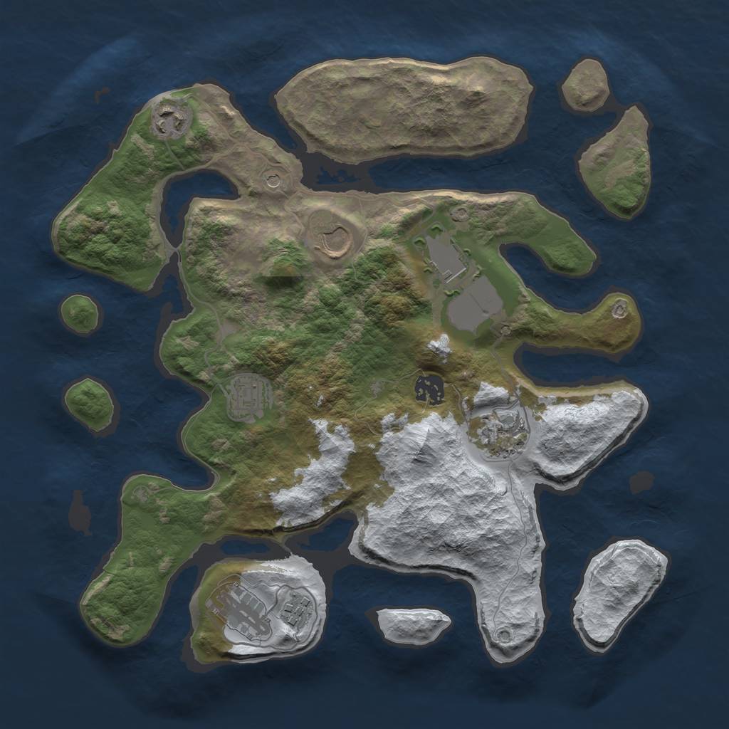Rust Map: Barren, Size: 3500, Seed: 5180878, 11 Monuments