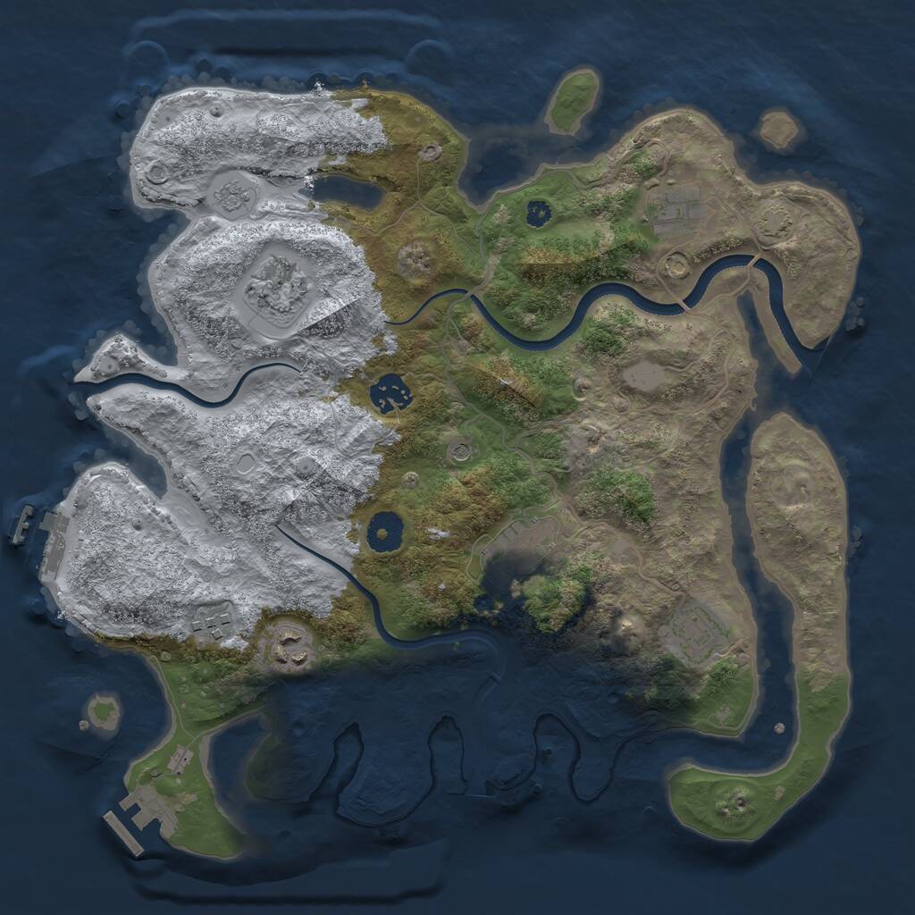 Rust Map: Procedural Map, Size: 3500, Seed: 350176, 13 Monuments