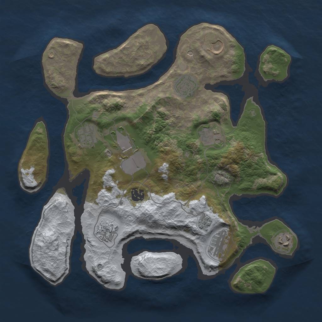 Rust Map: Barren, Size: 3500, Seed: 4147067, 13 Monuments