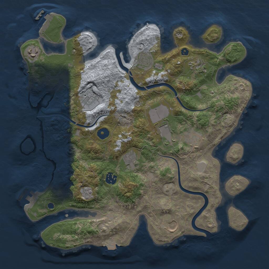 Rust Map: Procedural Map, Size: 3550, Seed: 393640, 15 Monuments