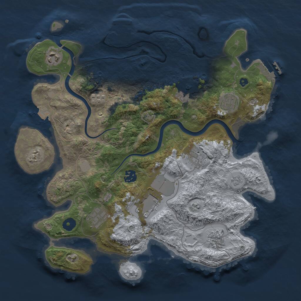 Rust Map: Procedural Map, Size: 3500, Seed: 834884, 15 Monuments