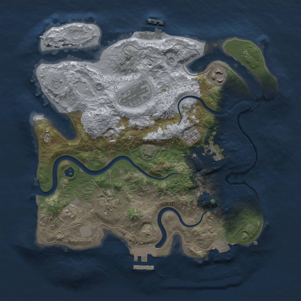 Rust Map: Procedural Map, Size: 3000, Seed: 664447234, 11 Monuments