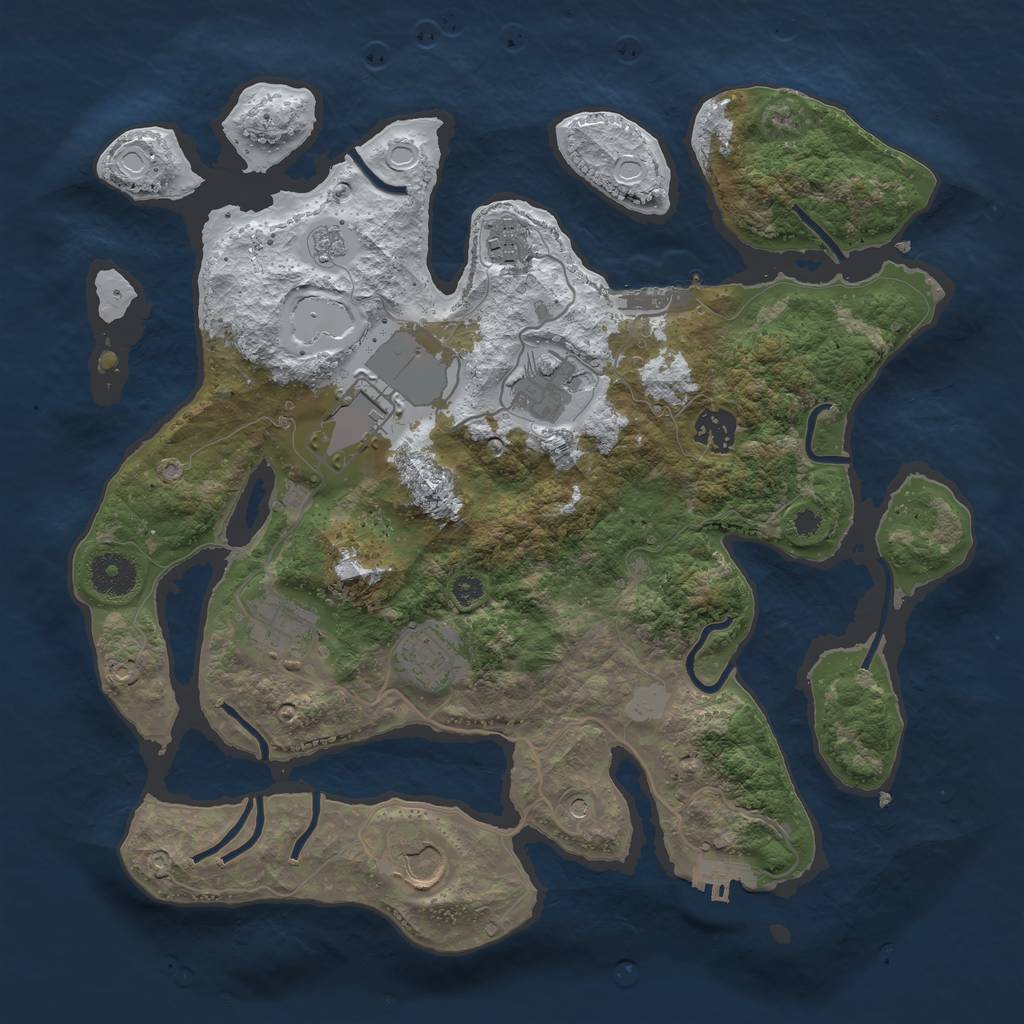 Rust Map: Procedural Map, Size: 3500, Seed: 73478735, 16 Monuments