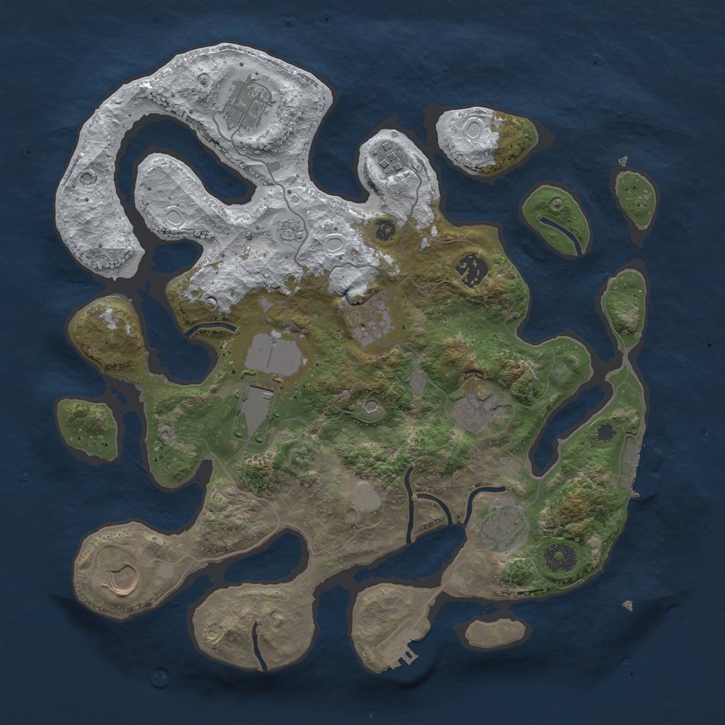 Rust Map: Procedural Map, Size: 3500, Seed: 7212642, 17 Monuments