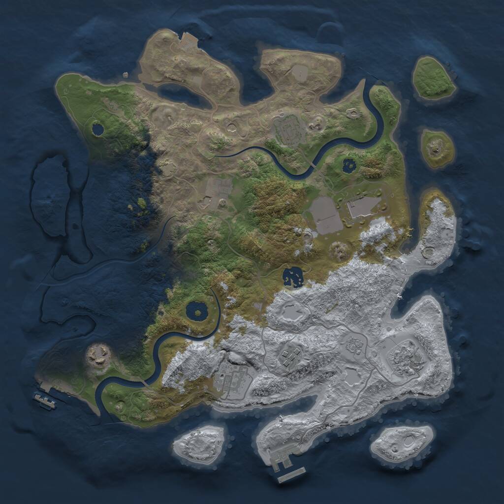 Rust Map: Procedural Map, Size: 3500, Seed: 1284155, 14 Monuments