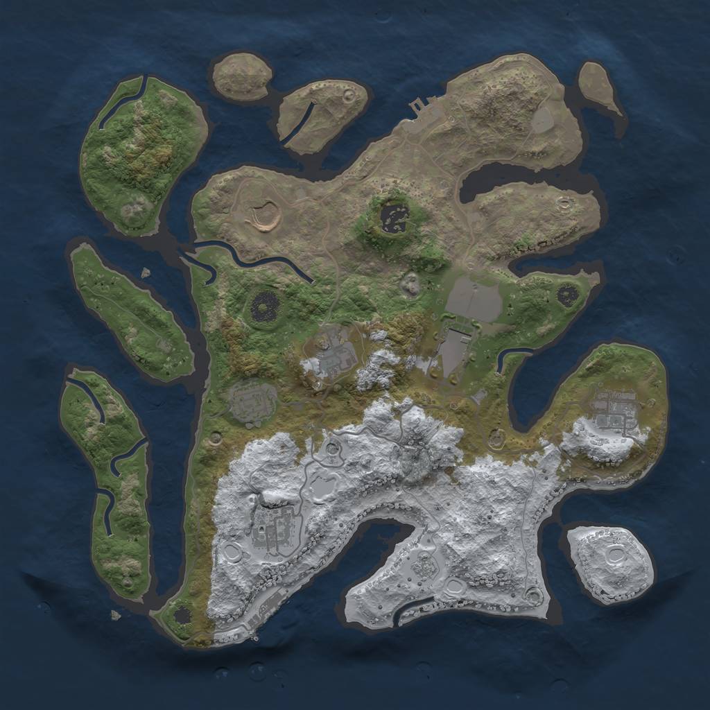 Rust Map: Procedural Map, Size: 3500, Seed: 1086932899, 16 Monuments