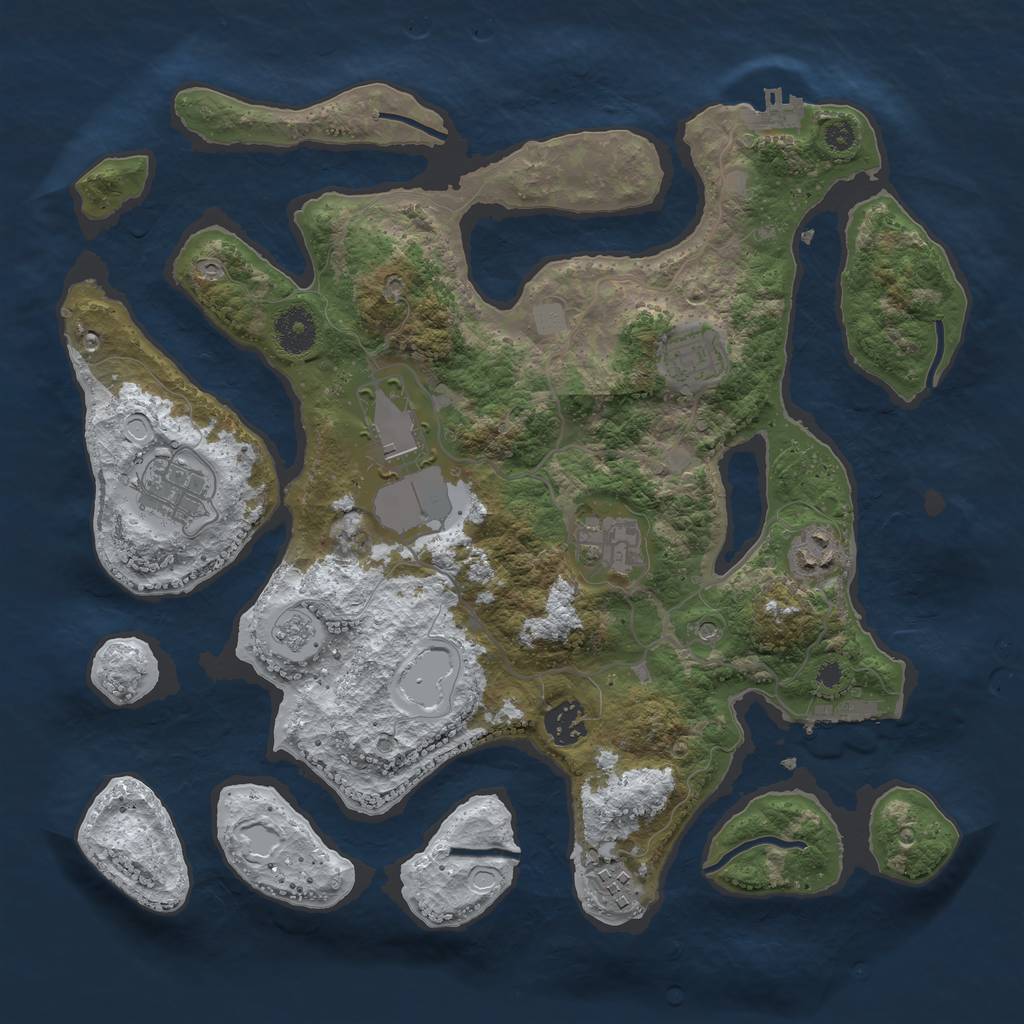Rust Map: Procedural Map, Size: 3550, Seed: 647559, 16 Monuments