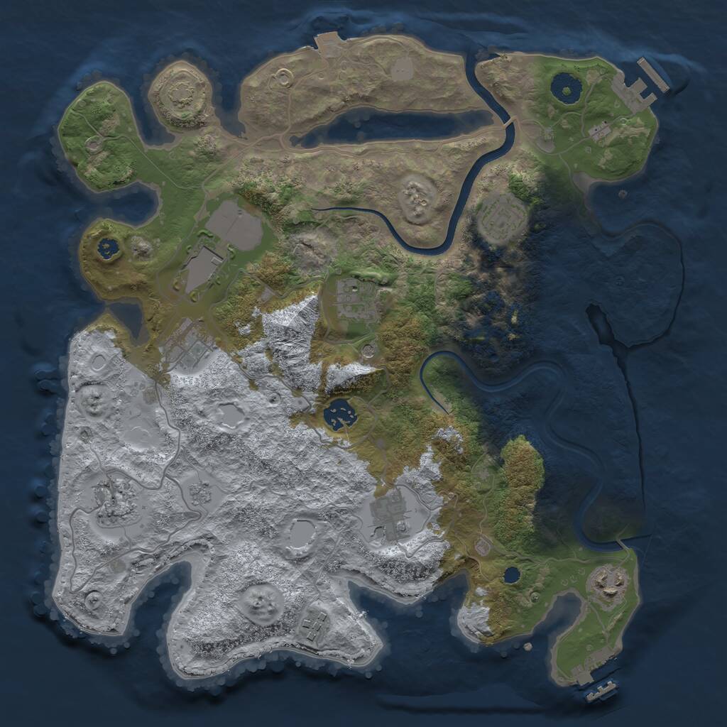 Rust Map: Procedural Map, Size: 3550, Seed: 398404, 15 Monuments