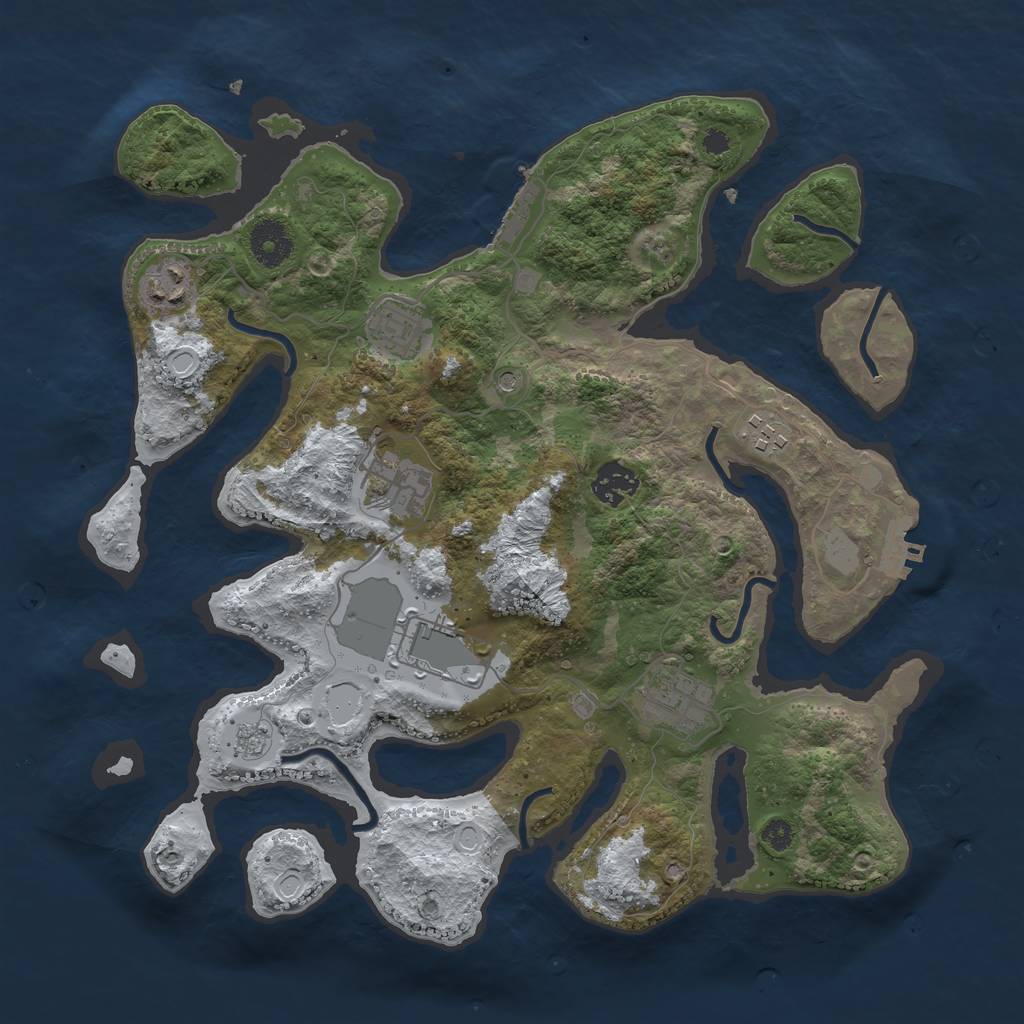 Rust Map: Procedural Map, Size: 3500, Seed: 207649, 16 Monuments