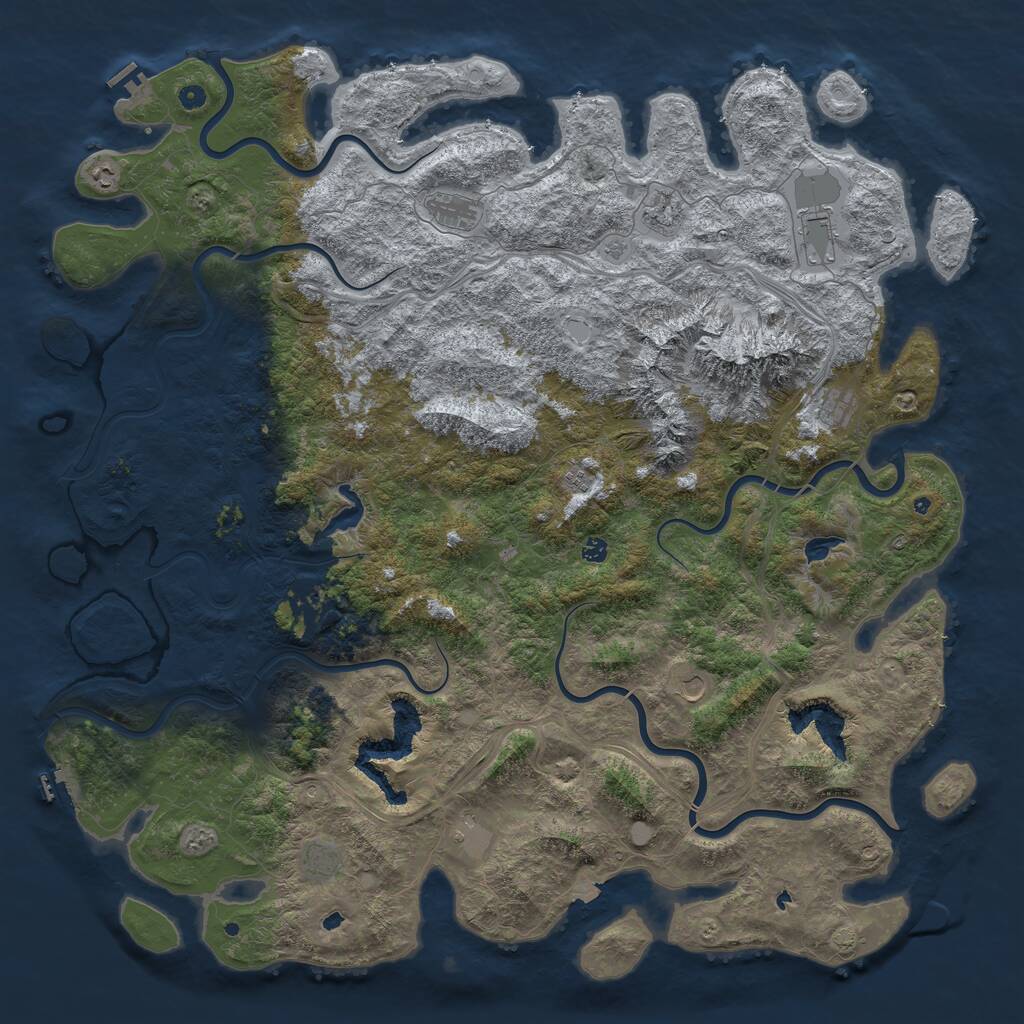 Rust Map: Procedural Map, Size: 6000, Seed: 666969, 17 Monuments