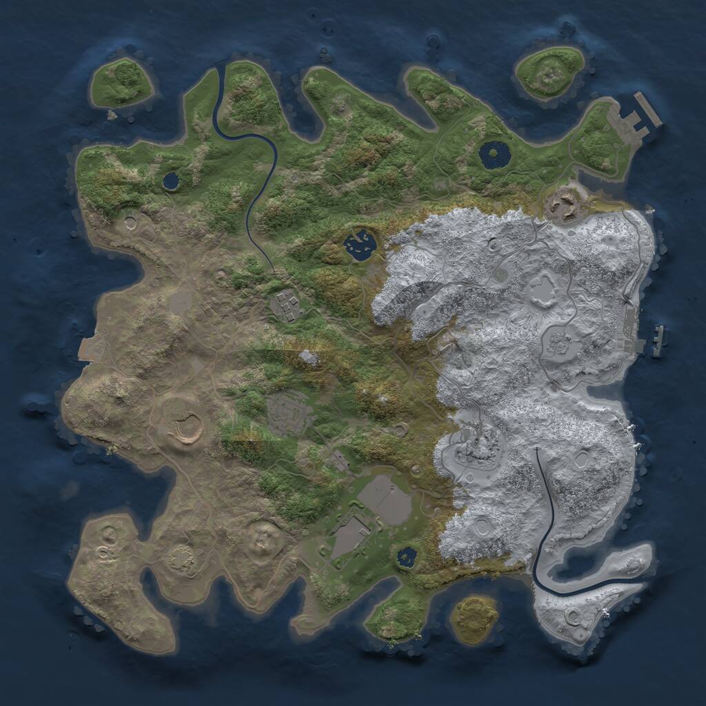 Rust Map: Procedural Map, Size: 3550, Seed: 654065, 13 Monuments