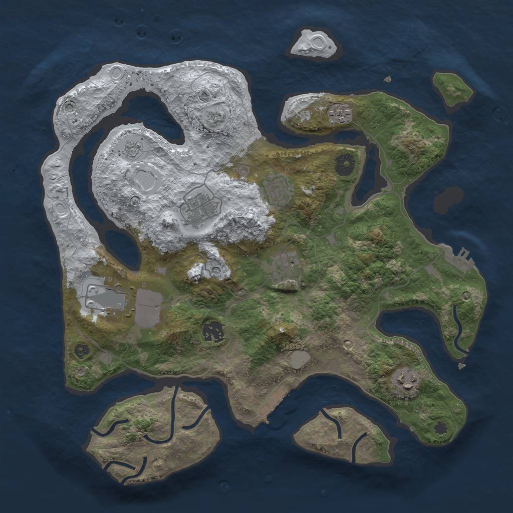 Rust Map: Procedural Map, Size: 3550, Seed: 327764, 16 Monuments