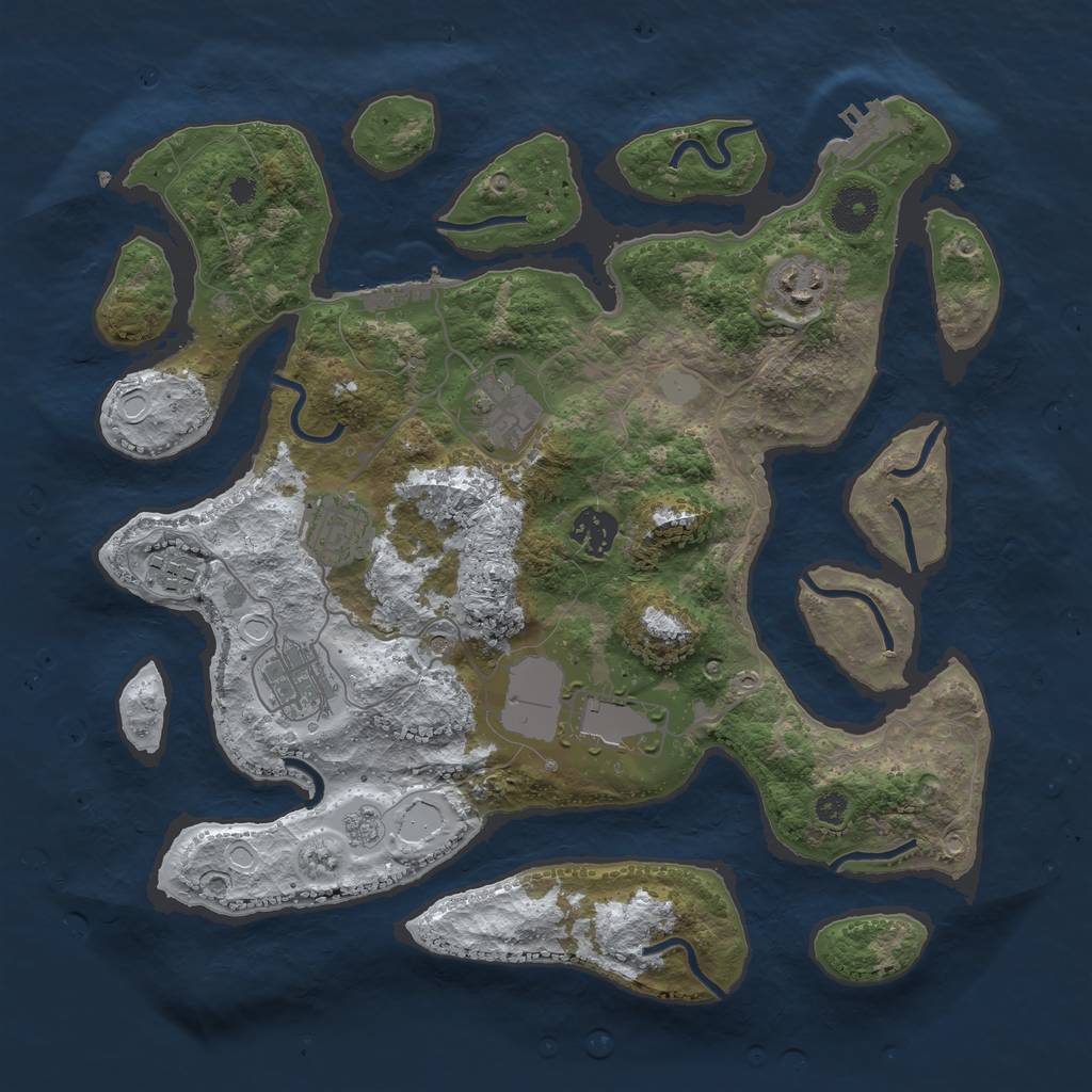 Rust Map: Procedural Map, Size: 3500, Seed: 6023582, 16 Monuments