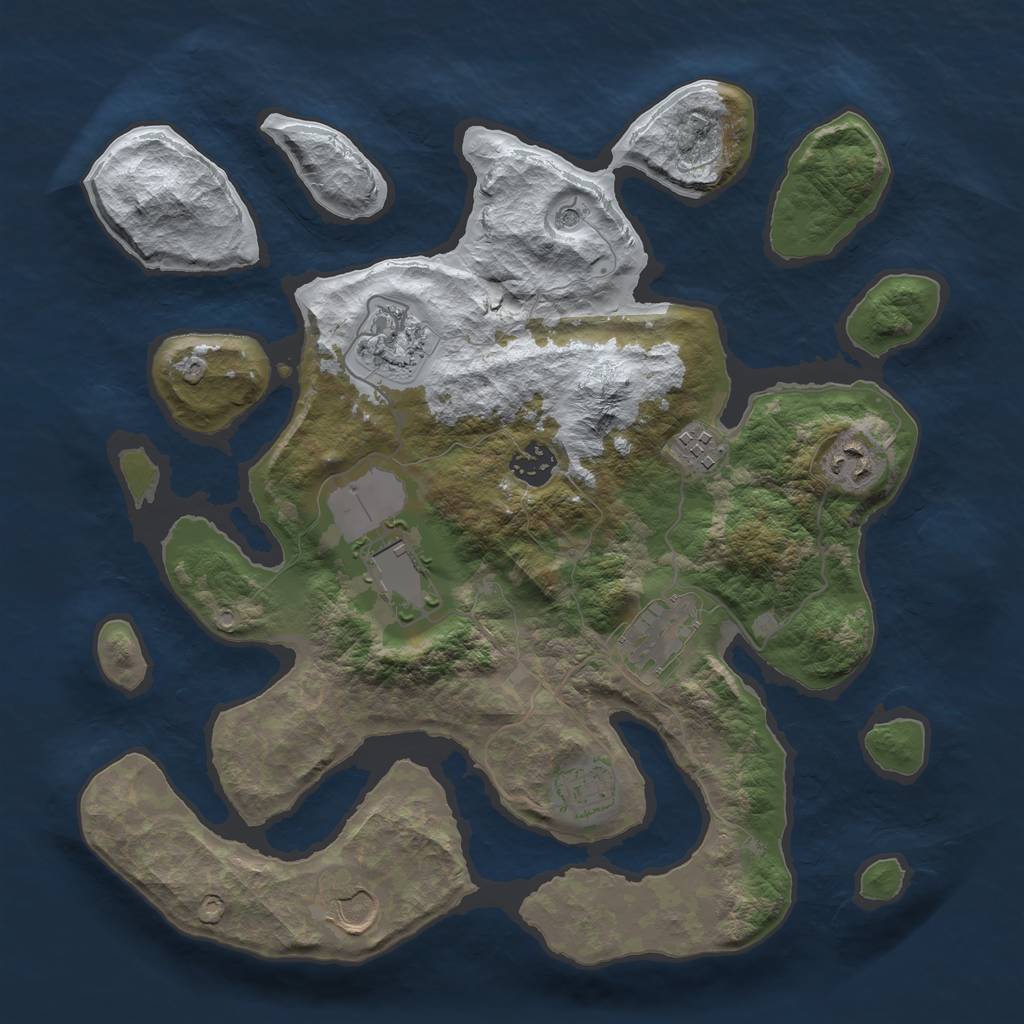 Rust Map: Barren, Size: 3500, Seed: 2085209, 11 Monuments