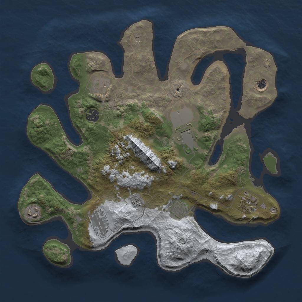 Rust Map: Barren, Size: 3500, Seed: 603190, 12 Monuments