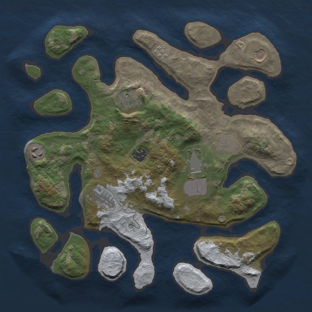 Rust Map: Barren, Size: 3500, Seed: 1787481, 11 Monuments