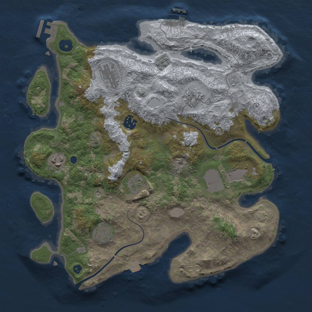 Rust Map: Procedural Map, Size: 3550, Seed: 268811, 14 Monuments