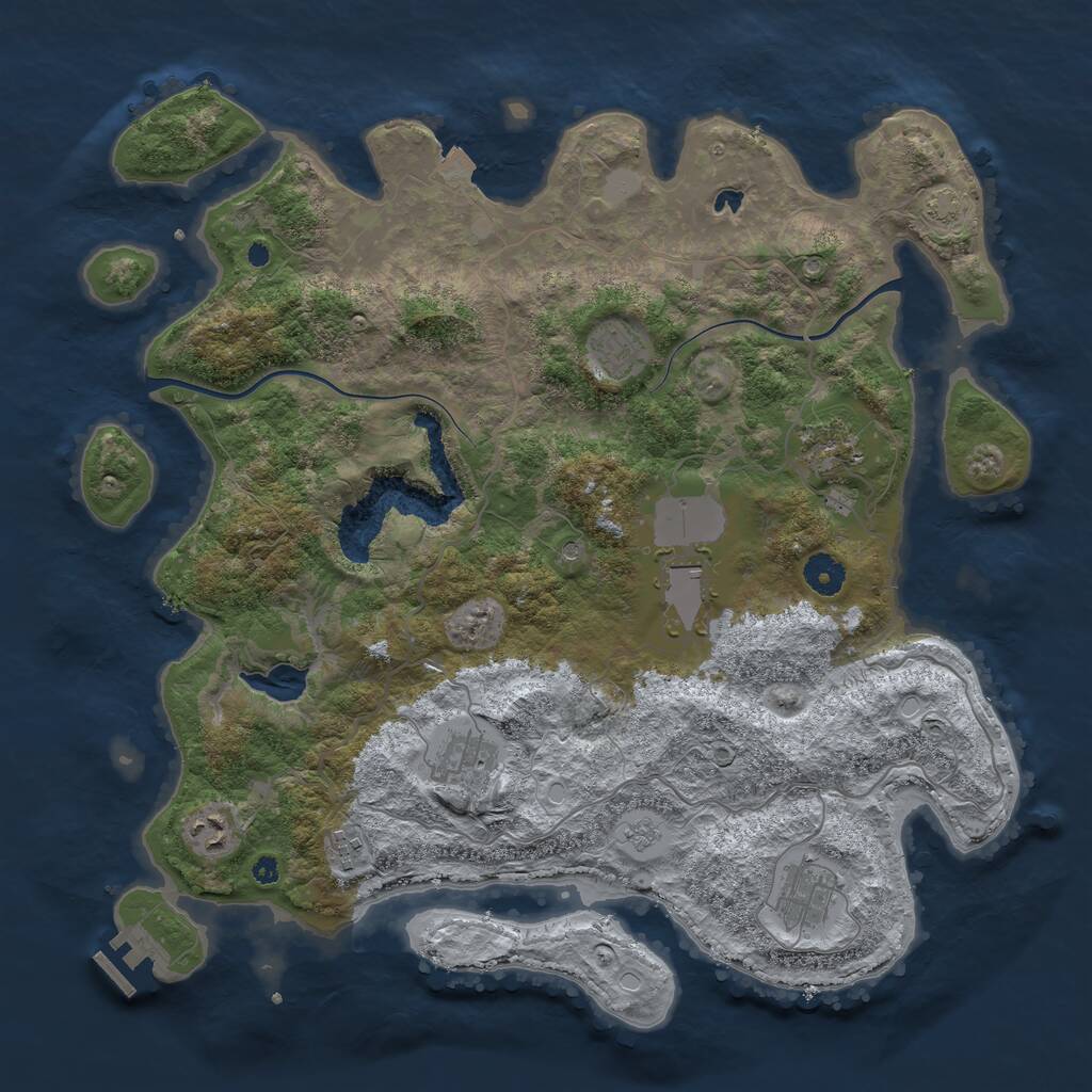 Rust Map: Procedural Map, Size: 4000, Seed: 237841, 12 Monuments