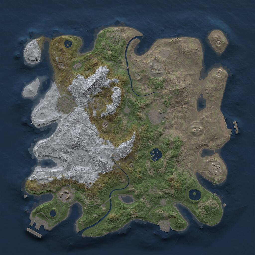Rust Map: Procedural Map, Size: 3200, Seed: 51936593, 11 Monuments