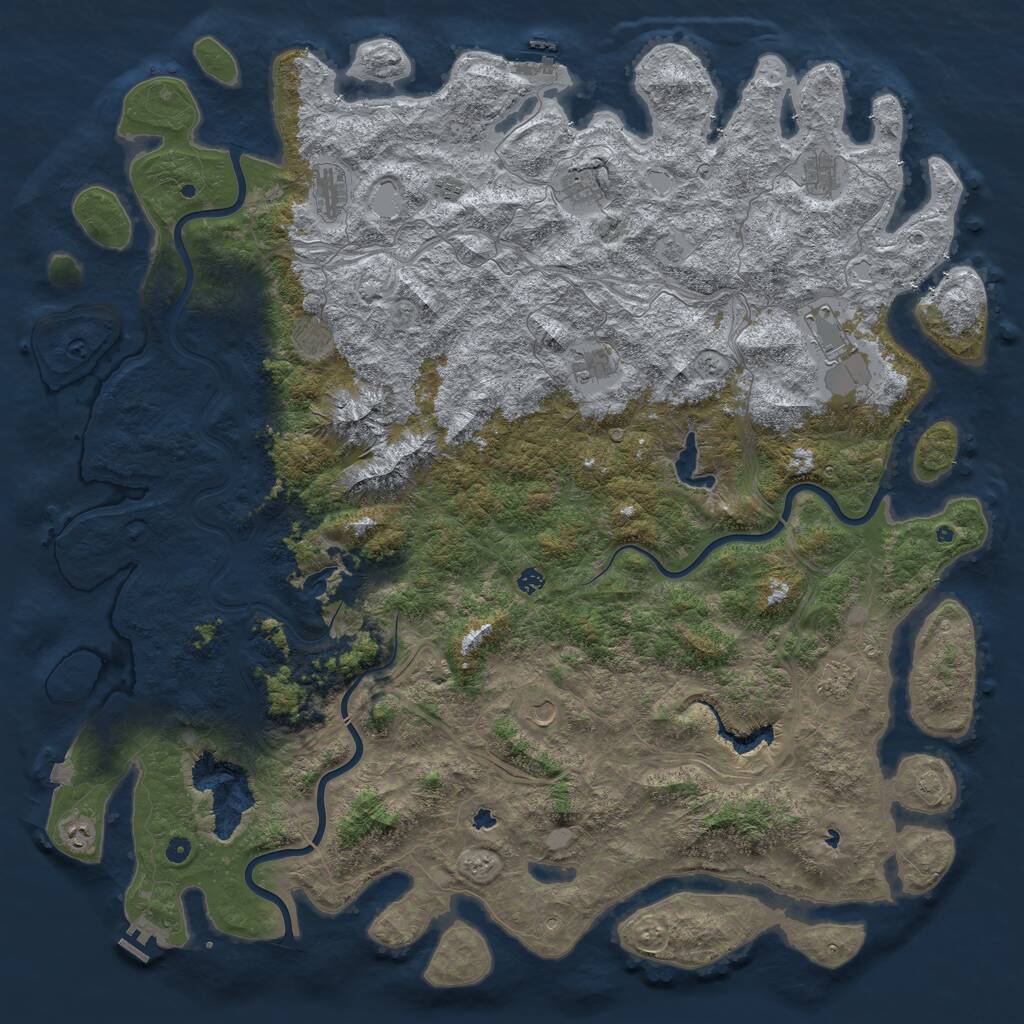 Rust Map: Procedural Map, Size: 6000, Seed: 600719682, 17 Monuments