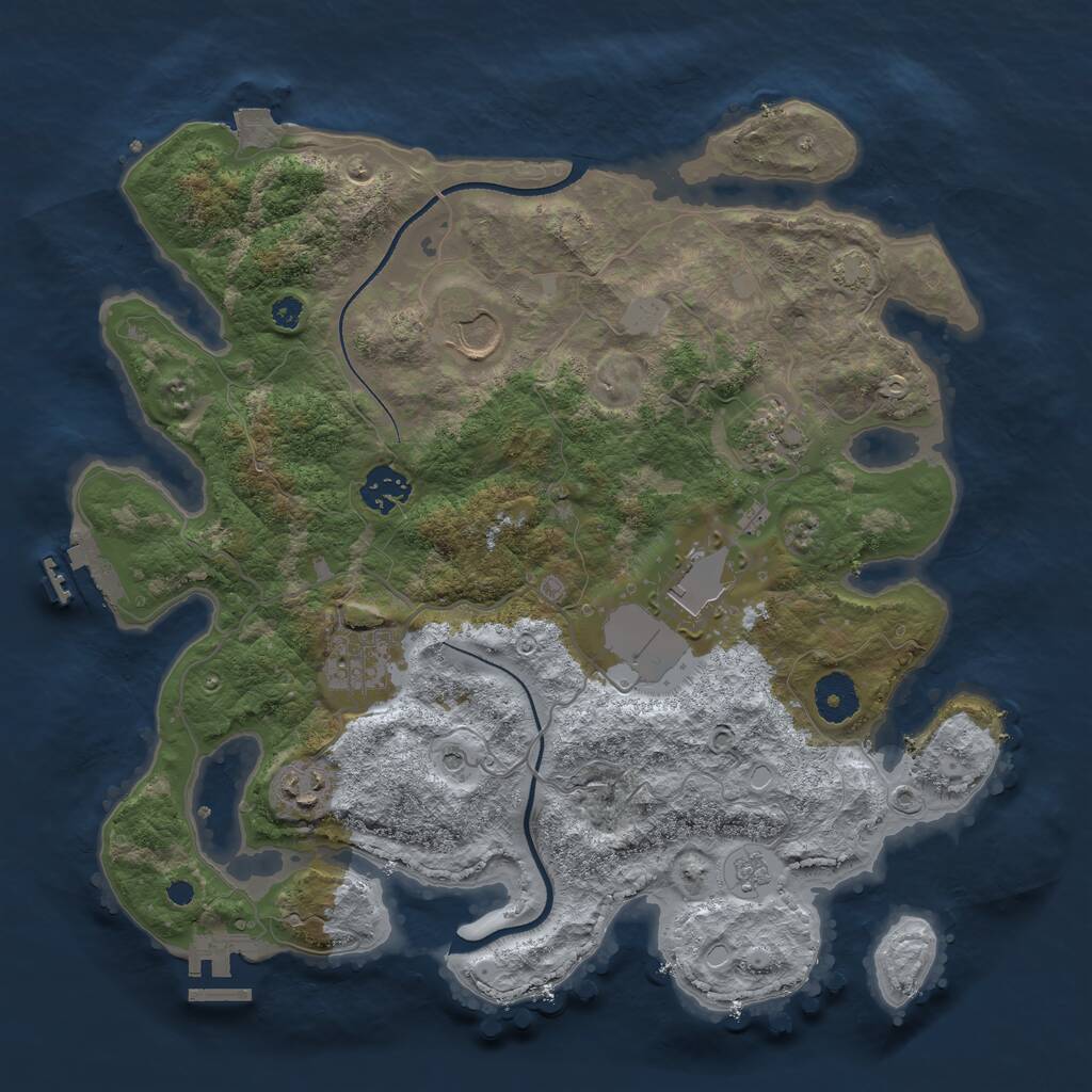 Rust Map: Procedural Map, Size: 3500, Seed: 2314414, 12 Monuments