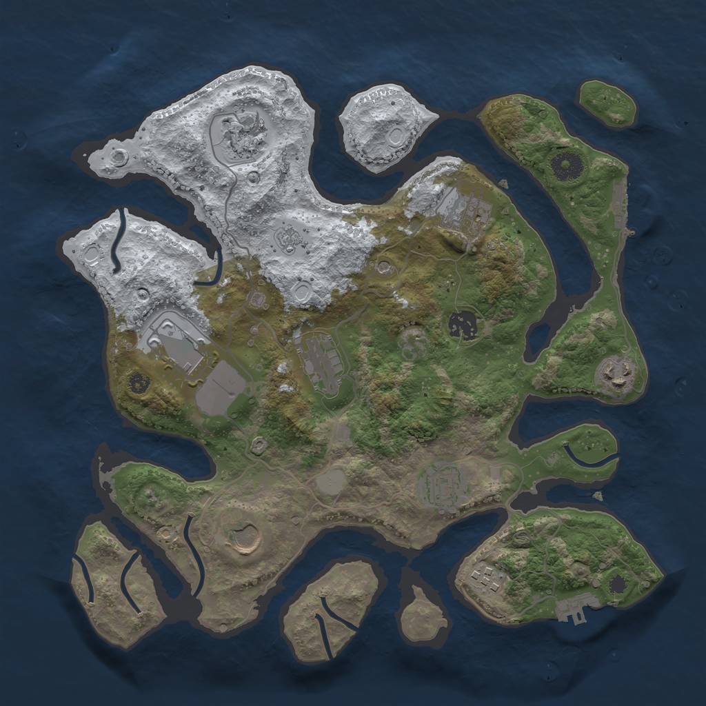 Rust Map: Procedural Map, Size: 3500, Seed: 790044, 18 Monuments