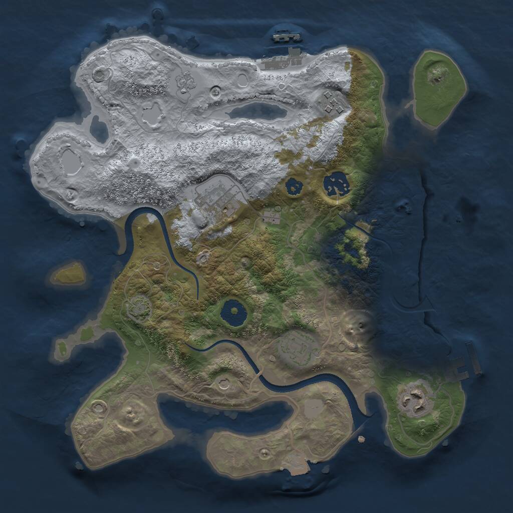 Rust Map: Procedural Map, Size: 3000, Seed: 1290042915, 11 Monuments