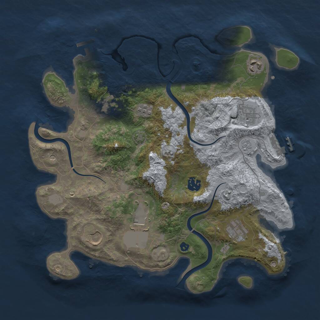 Rust Map: Procedural Map, Size: 3500, Seed: 3528772, 14 Monuments