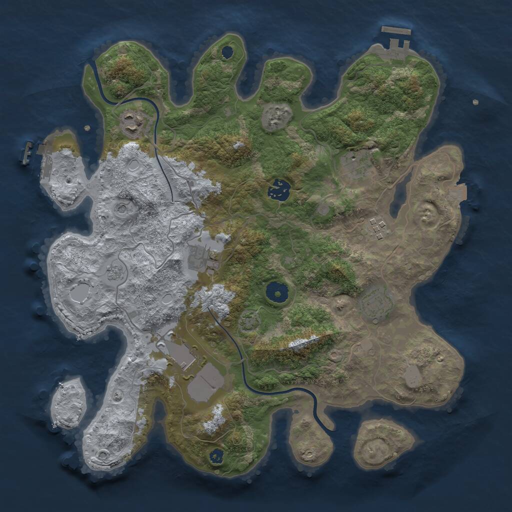 Rust Map: Procedural Map, Size: 3500, Seed: 3664939, 13 Monuments