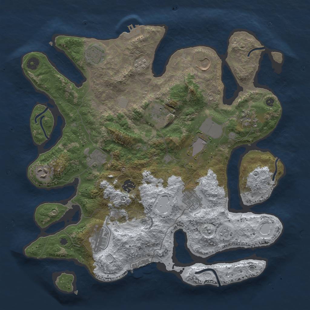 Rust Map: Procedural Map, Size: 3750, Seed: 168378644, 20 Monuments