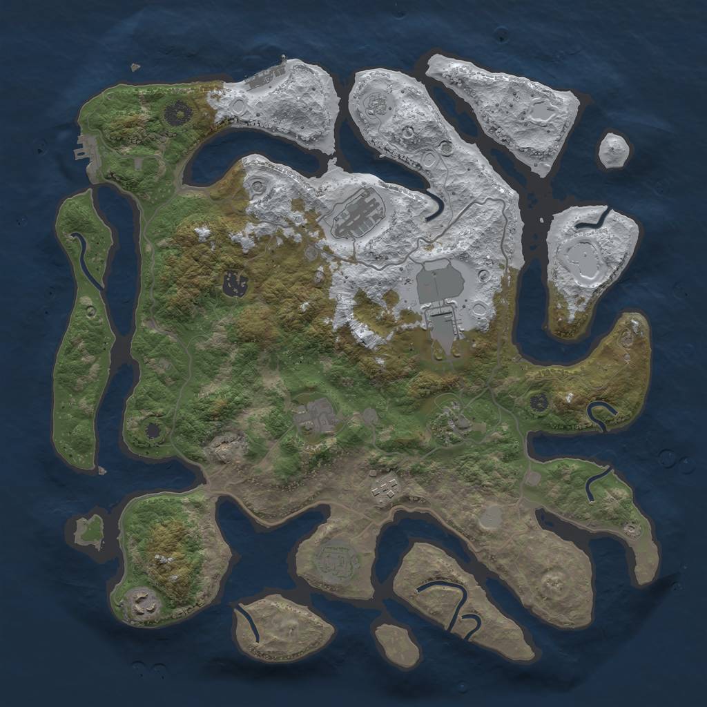 Rust Map: Procedural Map, Size: 4000, Seed: 581652305, 17 Monuments