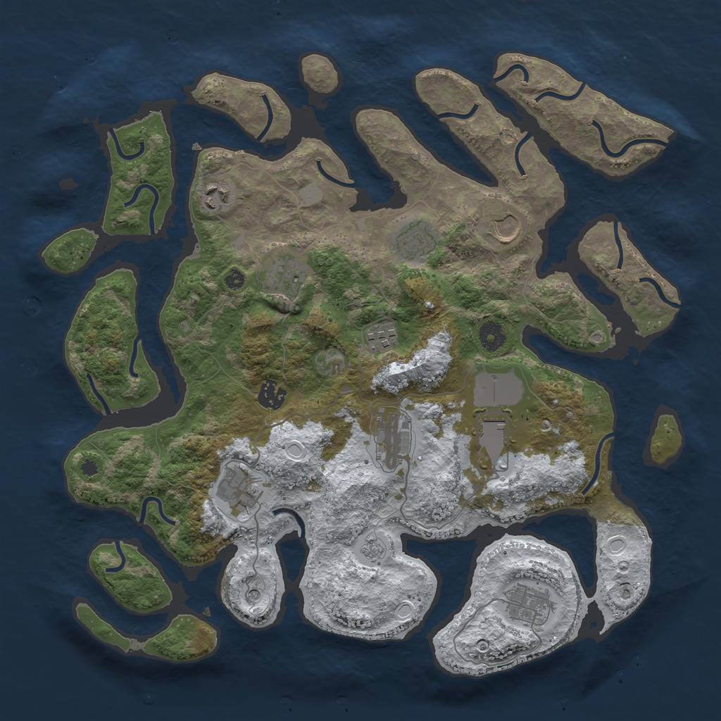Rust Map: Procedural Map, Size: 3850, Seed: 96759420, 17 Monuments
