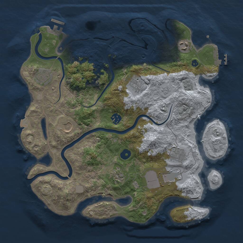Rust Map: Procedural Map, Size: 3550, Seed: 490953, 15 Monuments