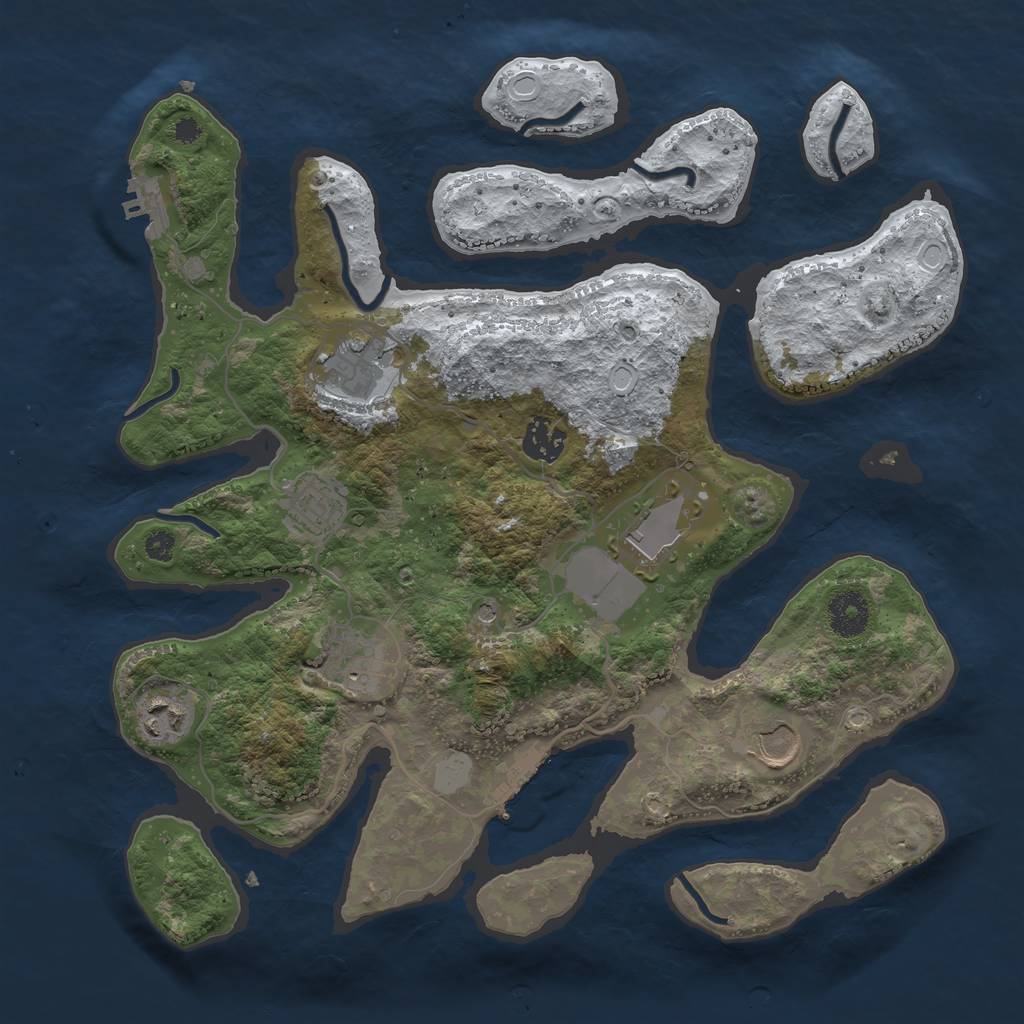 Rust Map: Procedural Map, Size: 3500, Seed: 1364943, 15 Monuments