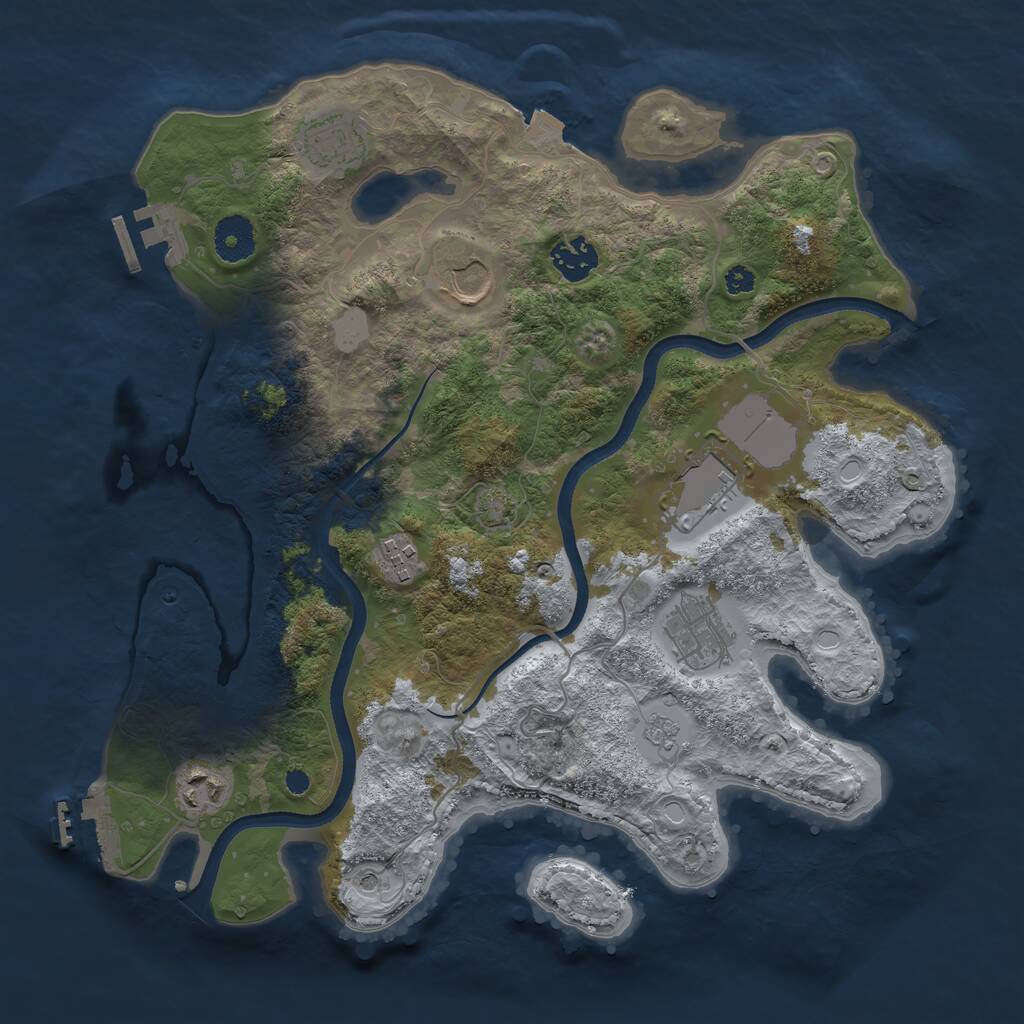 Rust Map: Procedural Map, Size: 3500, Seed: 2085318523, 13 Monuments