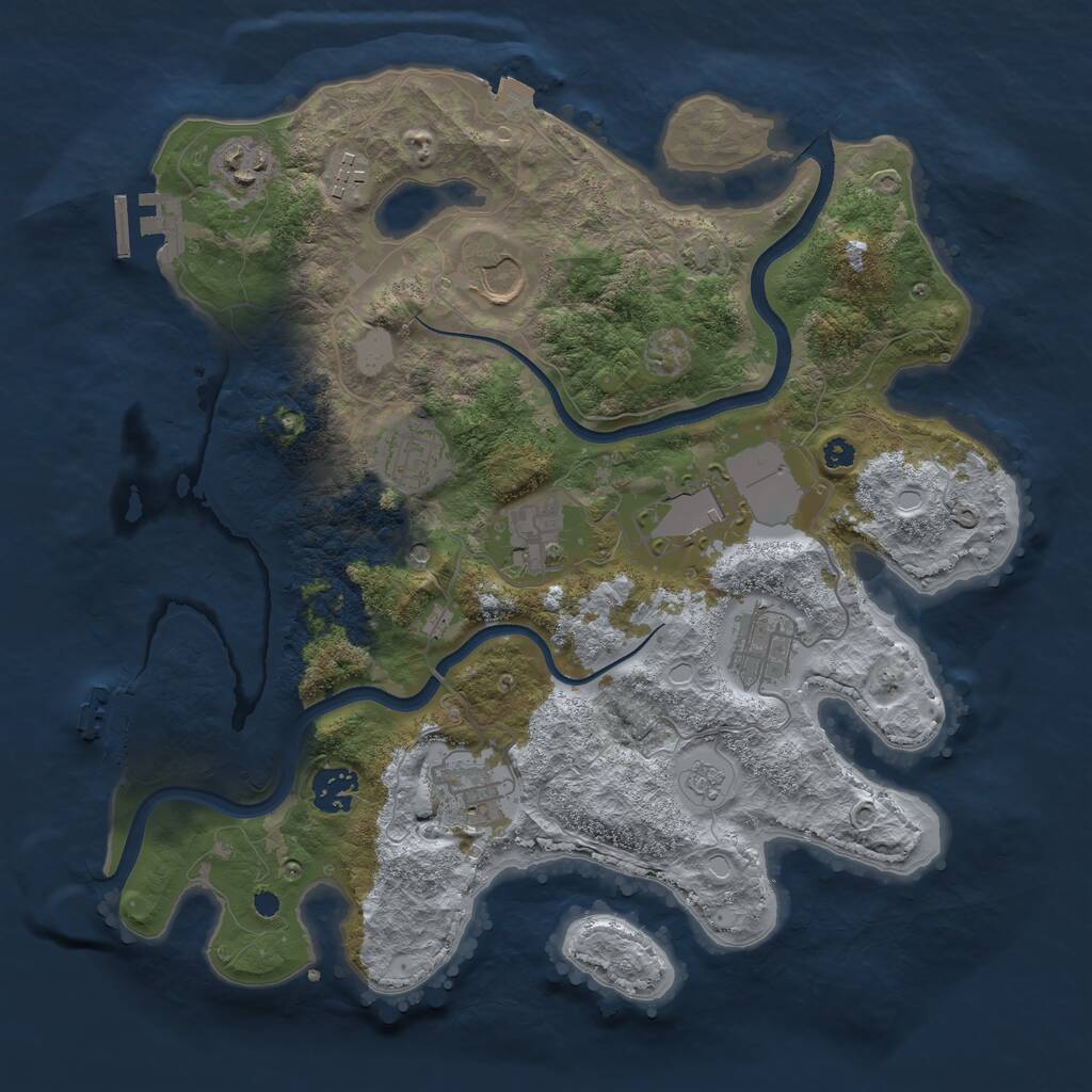 Rust Map: Procedural Map, Size: 3500, Seed: 2085318523, 15 Monuments