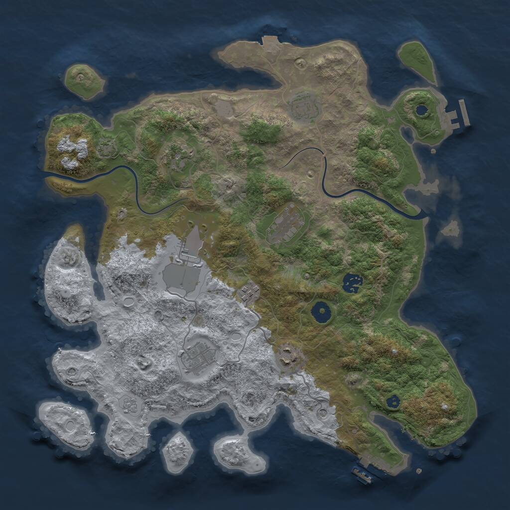 Rust Map: Procedural Map, Size: 3800, Seed: 3493630, 14 Monuments
