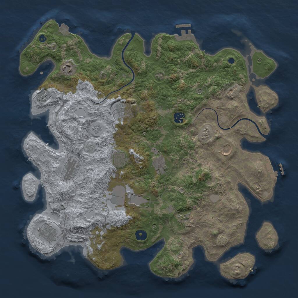 Rust Map: Procedural Map, Size: 3999, Seed: 70368, 17 Monuments